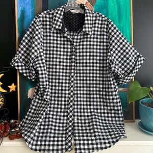 Allison Daley Black and White Checkered Blouse 22W
